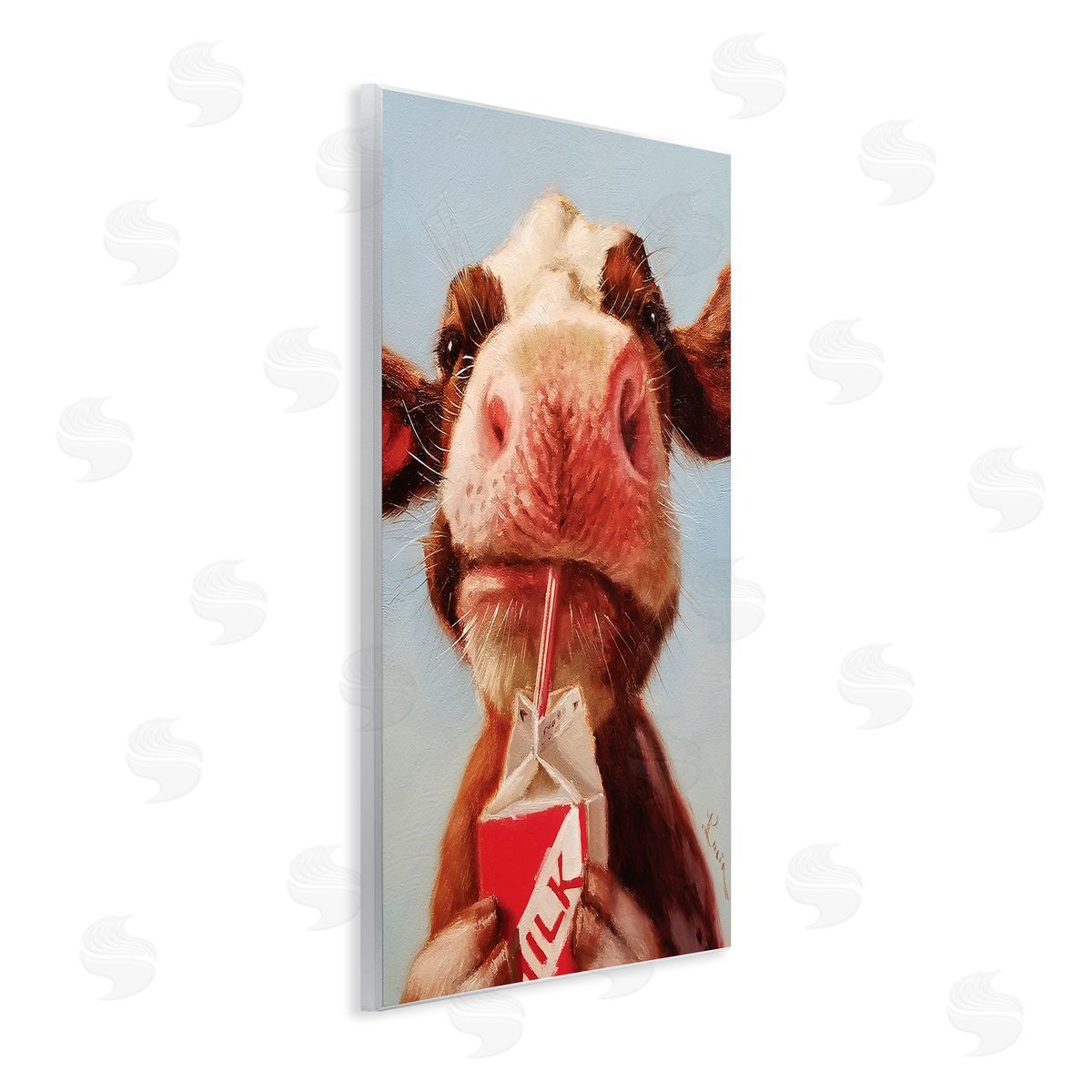 Lucia Heffernan Baby Cow Milk Box Carton Farm Portrait Wall Plaque Art