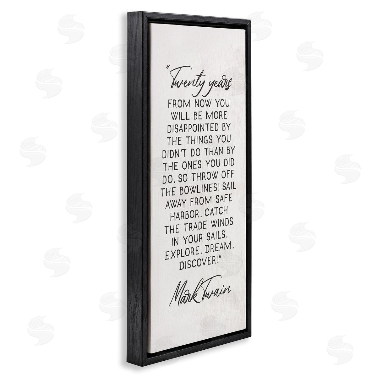 Twenty Years Twain Literary Quote Black Floating Frame Canvas Wall Art, Home Decor by Stupell Studio