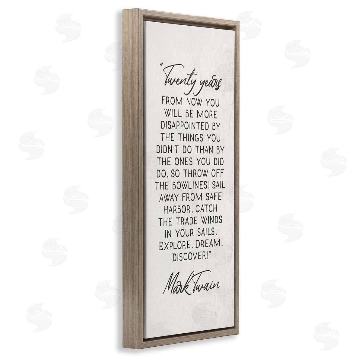 Twenty Years Twain Literary Quote Brown Floating Frame Canvas Wall Art, Home Decor by Stupell Studio