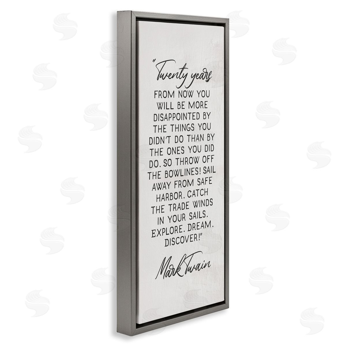Twenty Years Twain Literary Quote Grey Floating Frame Canvas Wall Art, Home Decor by Stupell Studio