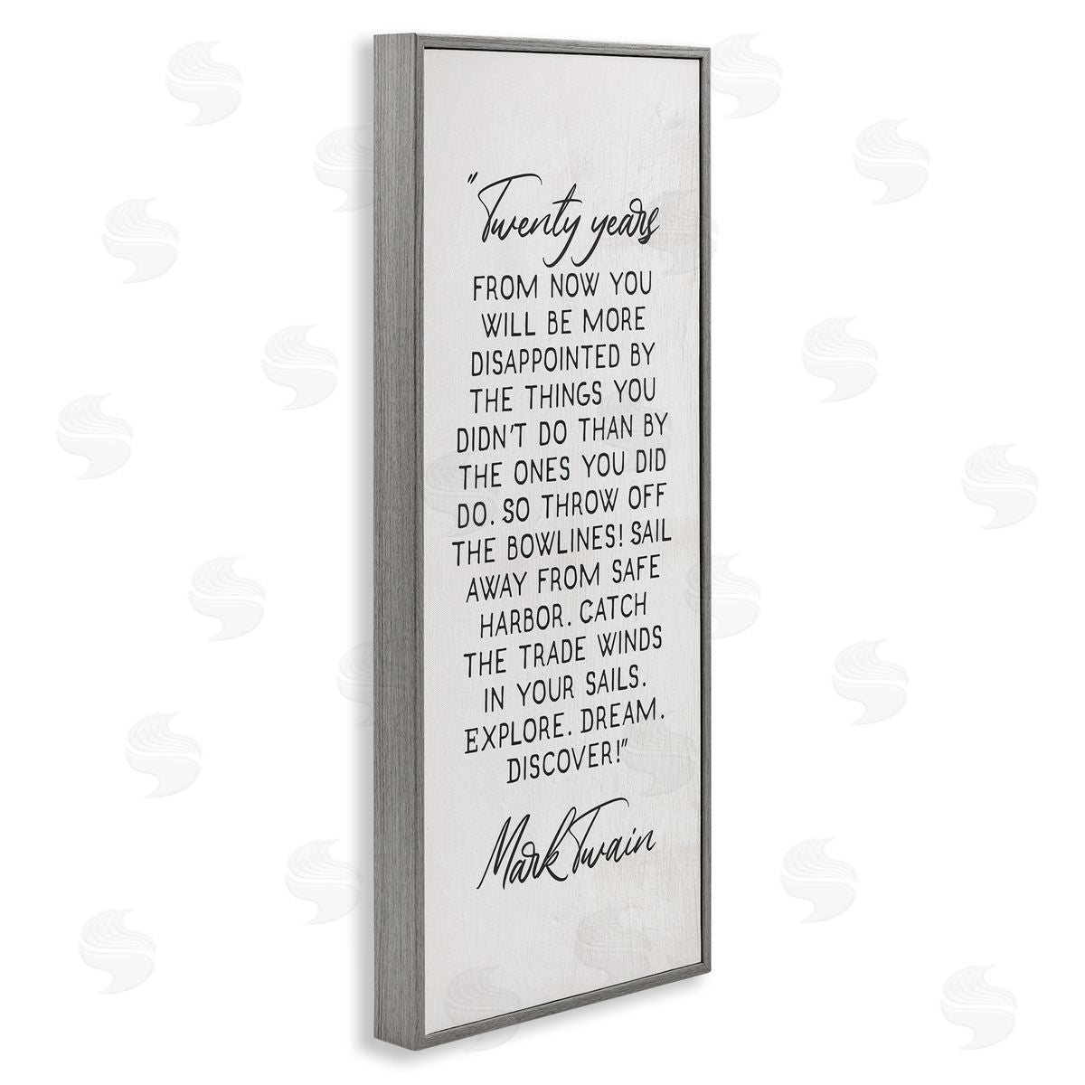 Twenty Years Twain Literary Quote Grey Frame Print Wall Art, Home Decor by Stupell Studio