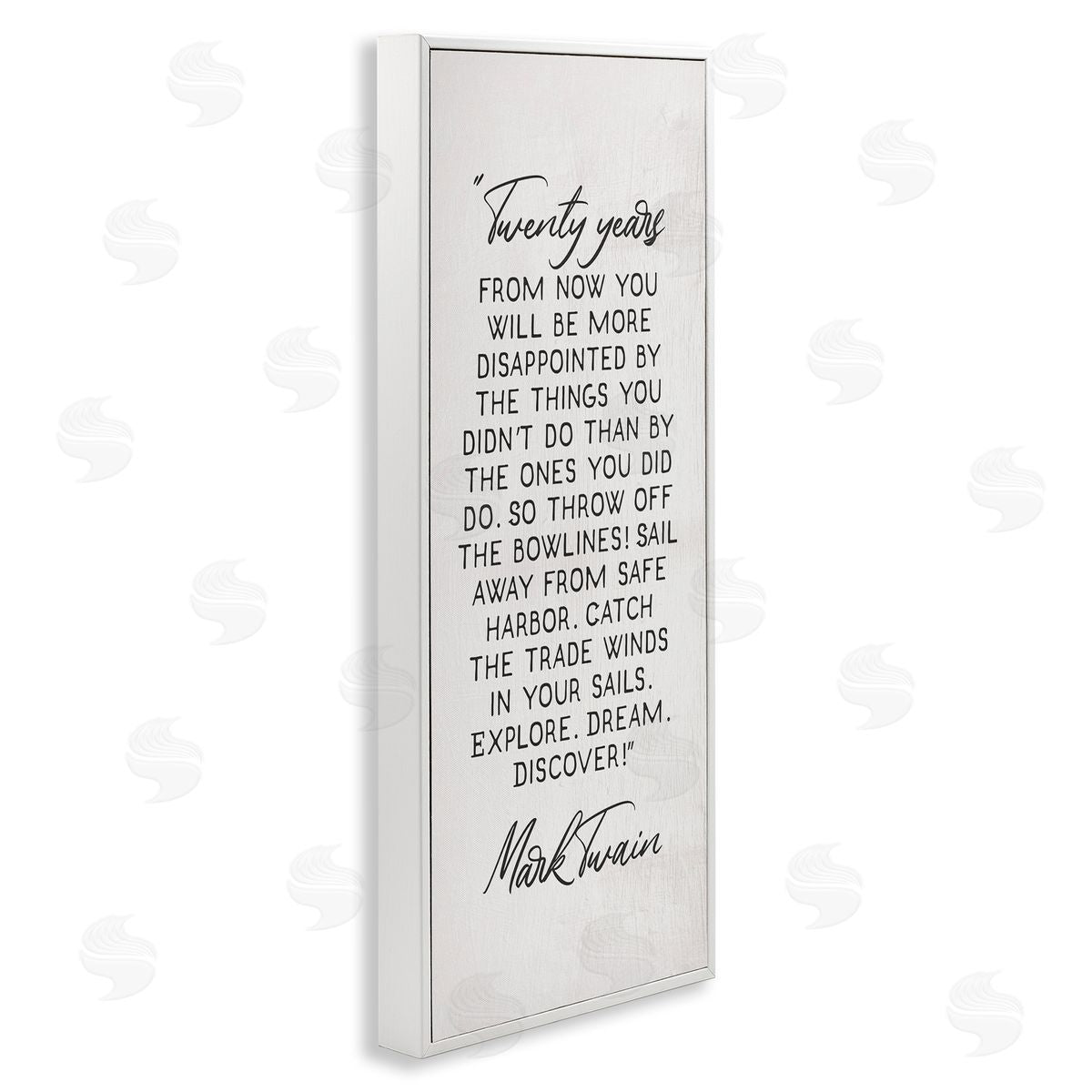 Twenty Years Twain Literary Quote White Frame Print Wall Art, Home Decor by Stupell Studio