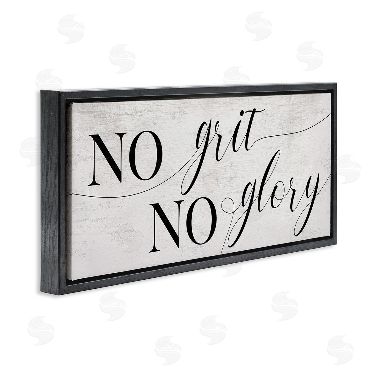 Stupell Studio No Grit No Glory Phrase Charming Cursive Script Black Floater Frame Canvas Art