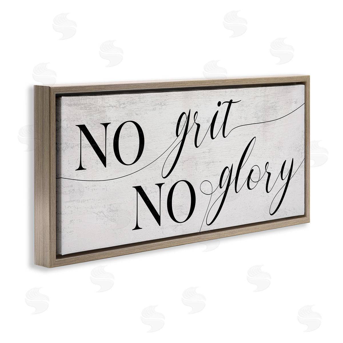Stupell Studio No Grit No Glory Phrase Charming Cursive Script Brown Floater Frame Canvas Art
