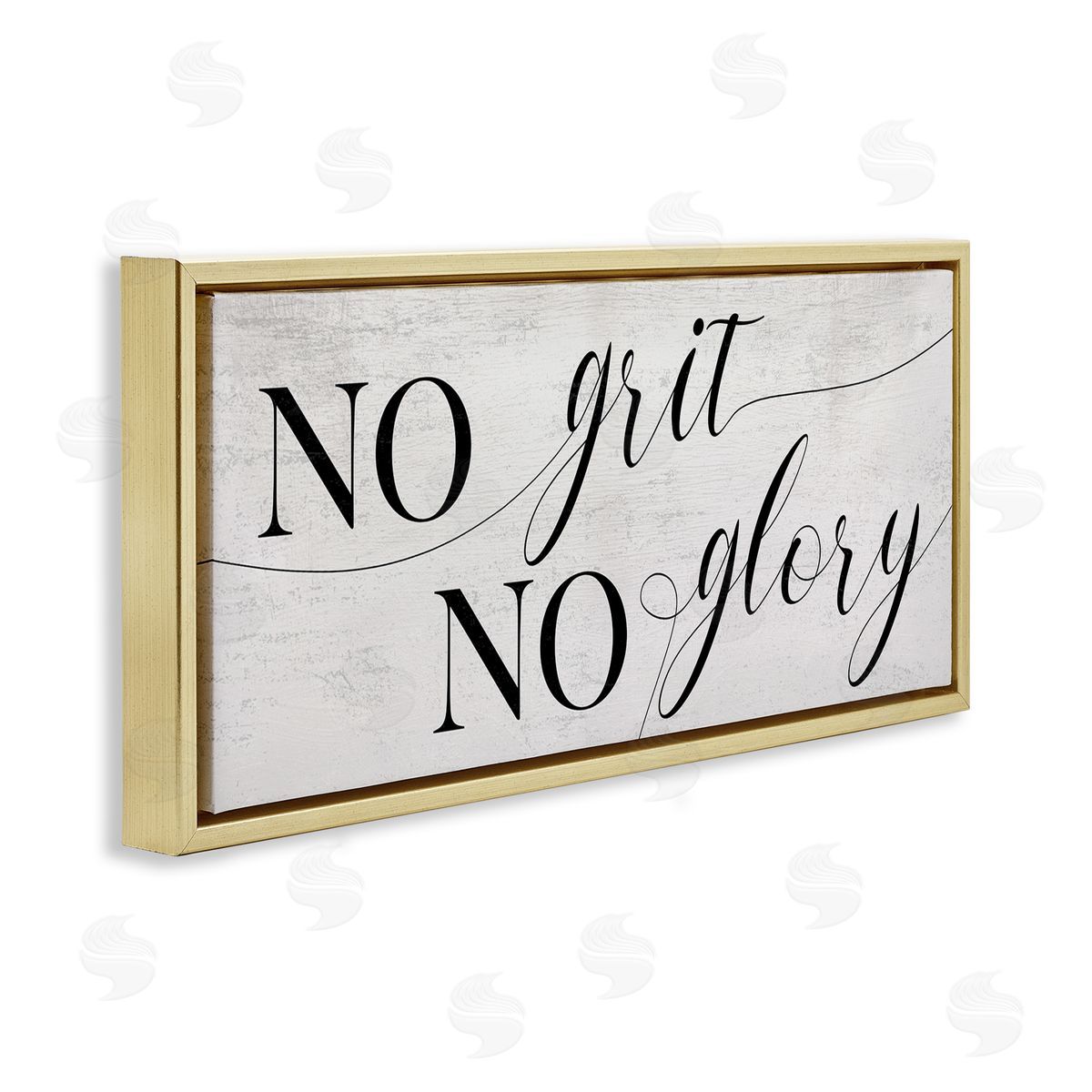 Stupell Studio No Grit No Glory Phrase Charming Cursive Script Gold Floater Frame Canvas Art