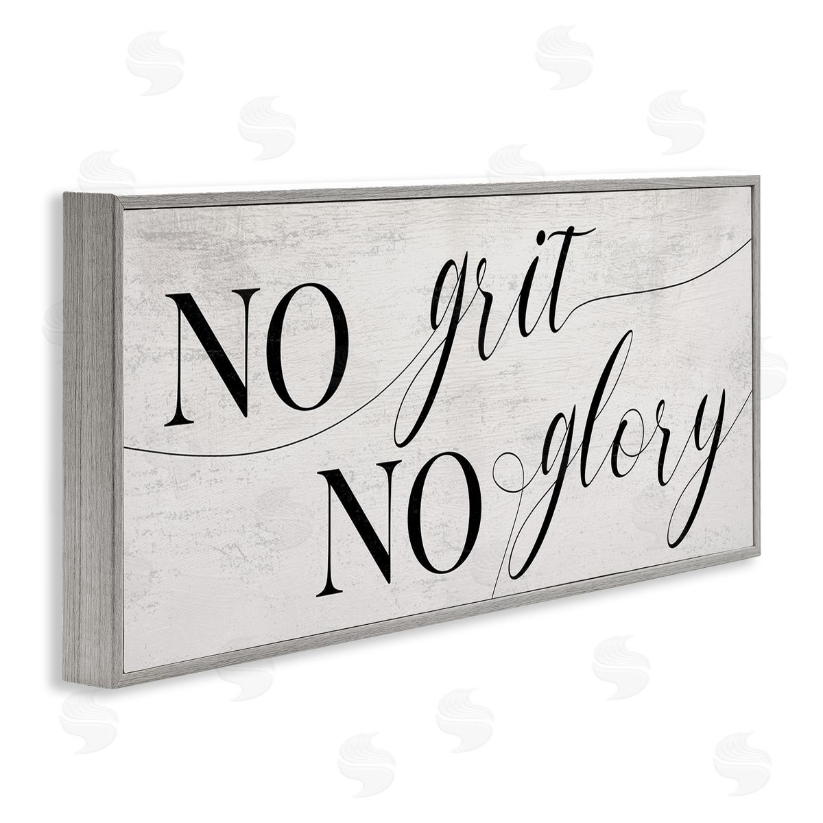 Stupell Studio No Grit No Glory Phrase Charming Cursive Script Gray Framed Giclee Wall Art