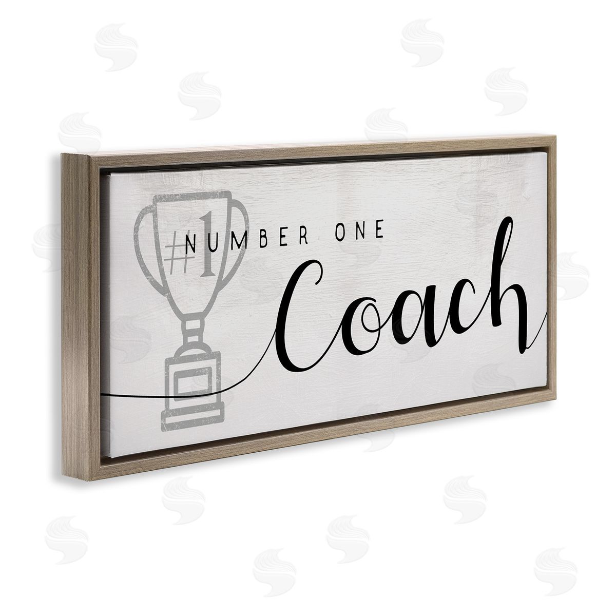 Stupell Studio Number One Coach Phrase Grey Trophy Detail Brown Floater Frame Canvas Art
