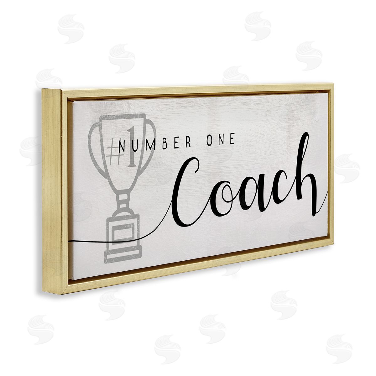 Stupell Studio Number One Coach Phrase Grey Trophy Detail Gold Floater Frame Canvas Art