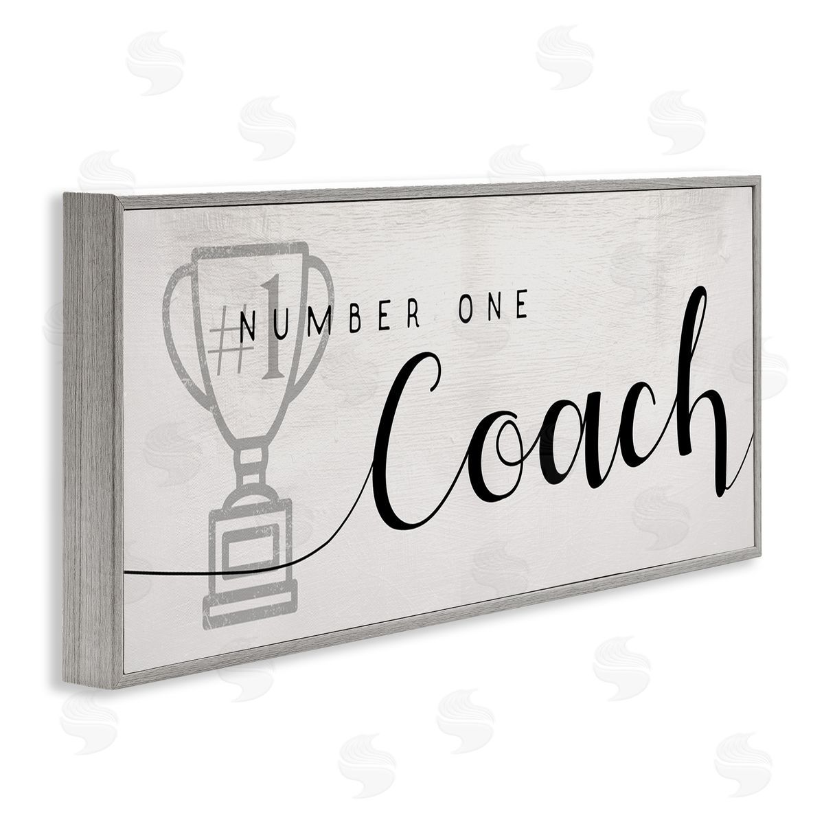 Stupell Studio Number One Coach Phrase Grey Trophy Detail Gray Framed Giclee Wall Art