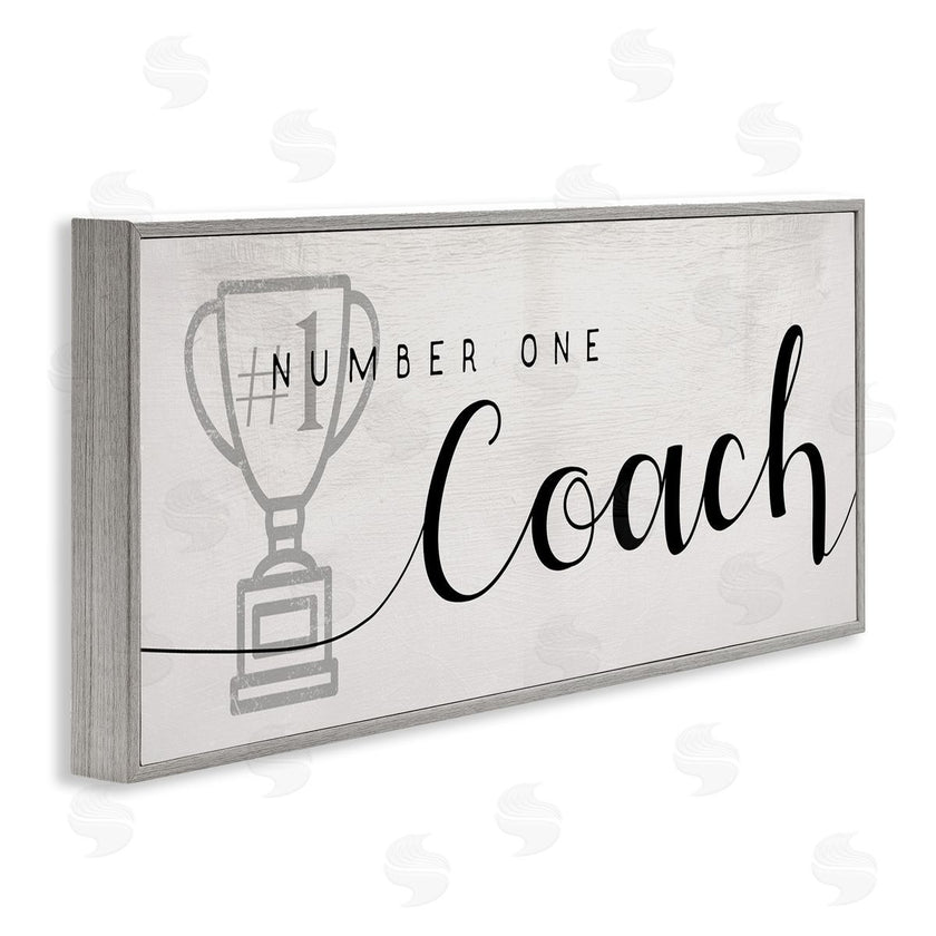 Stupell Studio | Number One Coach Phrase Grey Trophy Detail