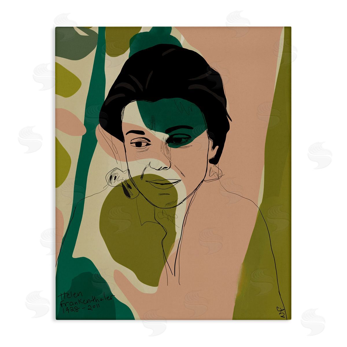 Nancy Ferrara Frankenthaler Painter Portrait Abstract Green Shapes Canvas Wall Art