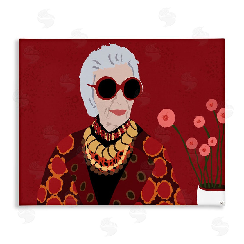Nancy Ferrara | Apfel Fashion Icon Glamourous Red Portrait