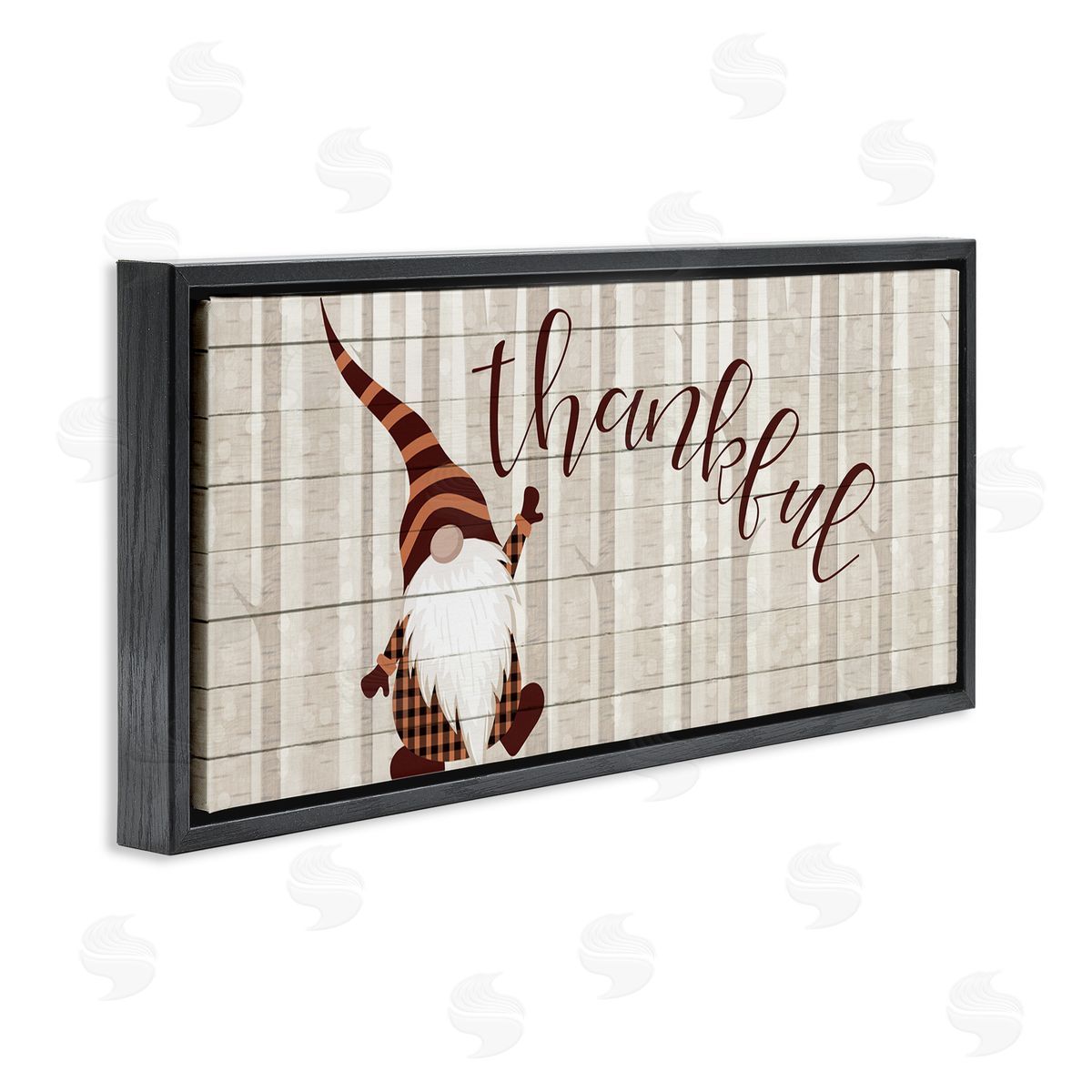 Thankful Harvest Forest Gnome Black Floating Frame Canvas Wall Art, Home Decor by Kim Allen