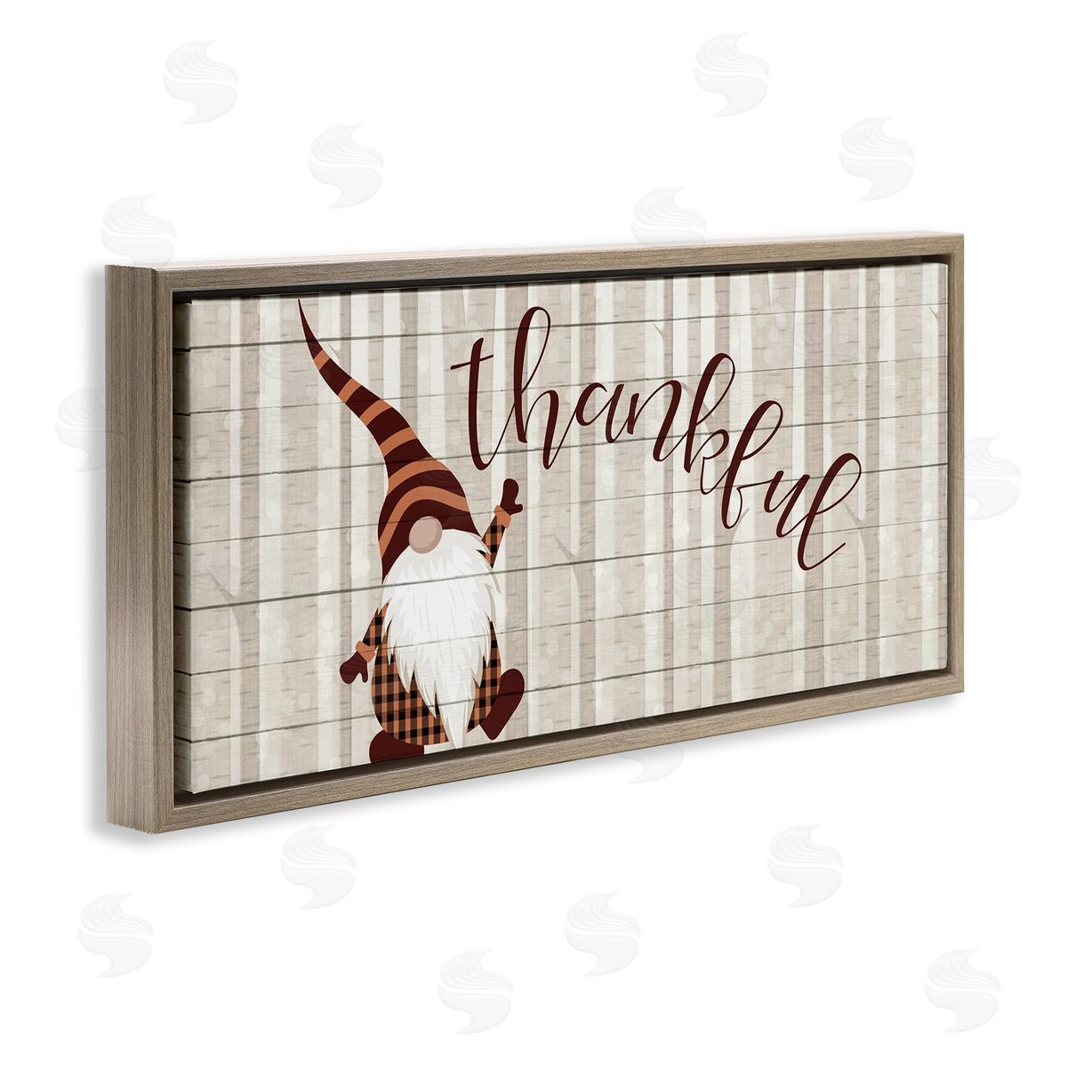 Thankful Harvest Forest Gnome Brown Floating Frame Canvas Wall Art, Home Decor by Kim Allen