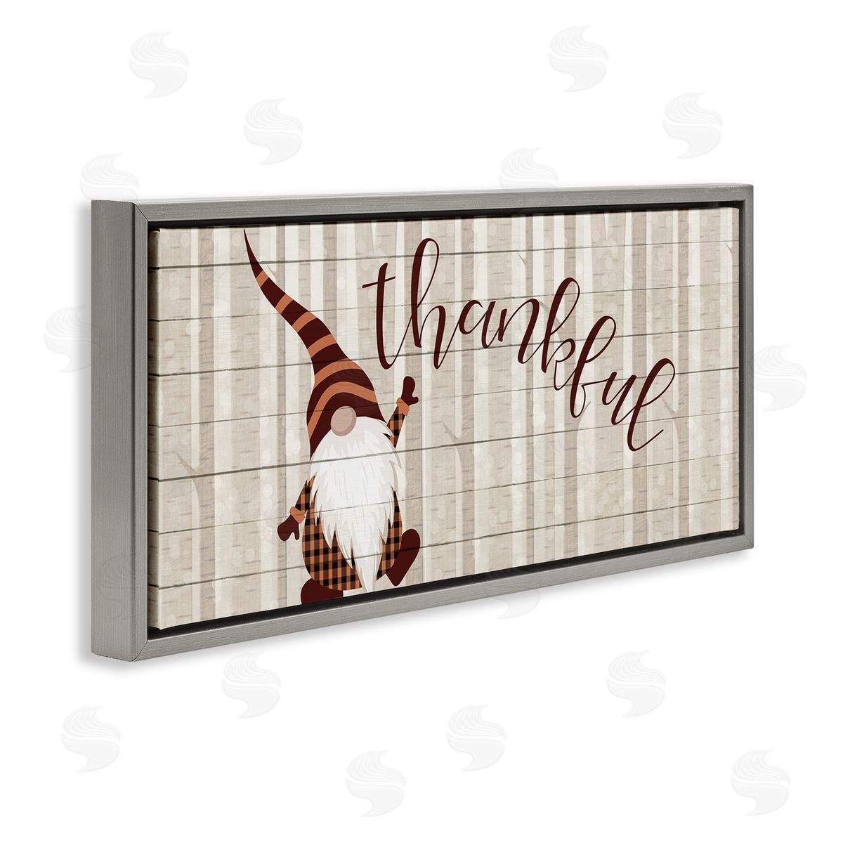 Thankful Harvest Forest Gnome Grey Floating Frame Canvas Wall Art, Home Decor by Kim Allen