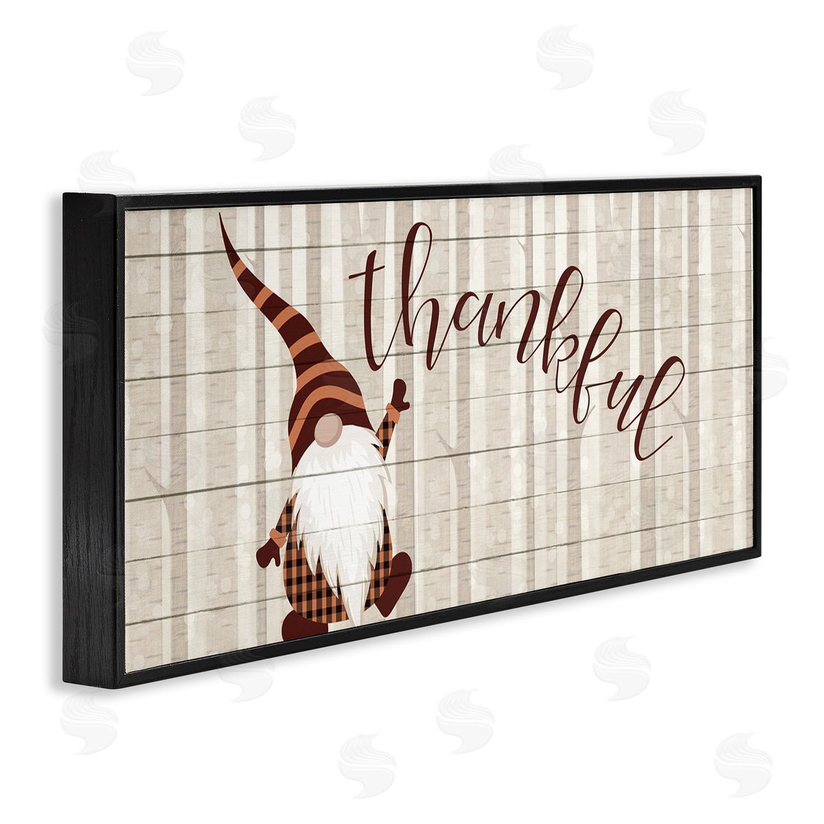 Thankful Harvest Forest Gnome Black Frame Print Wall Art, Home Decor by Kim Allen