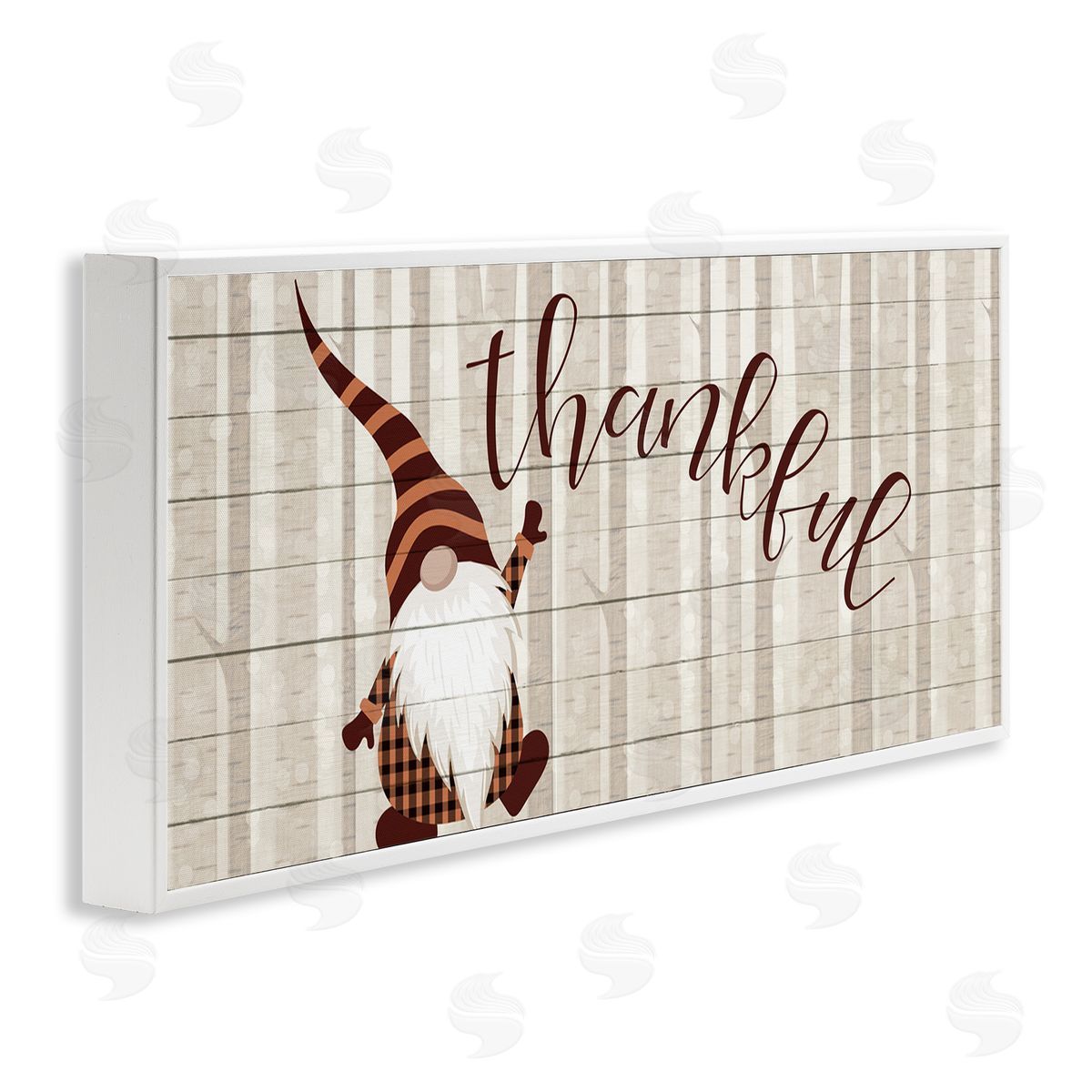 Thankful Harvest Forest Gnome White Frame Print Wall Art, Home Decor by Kim Allen