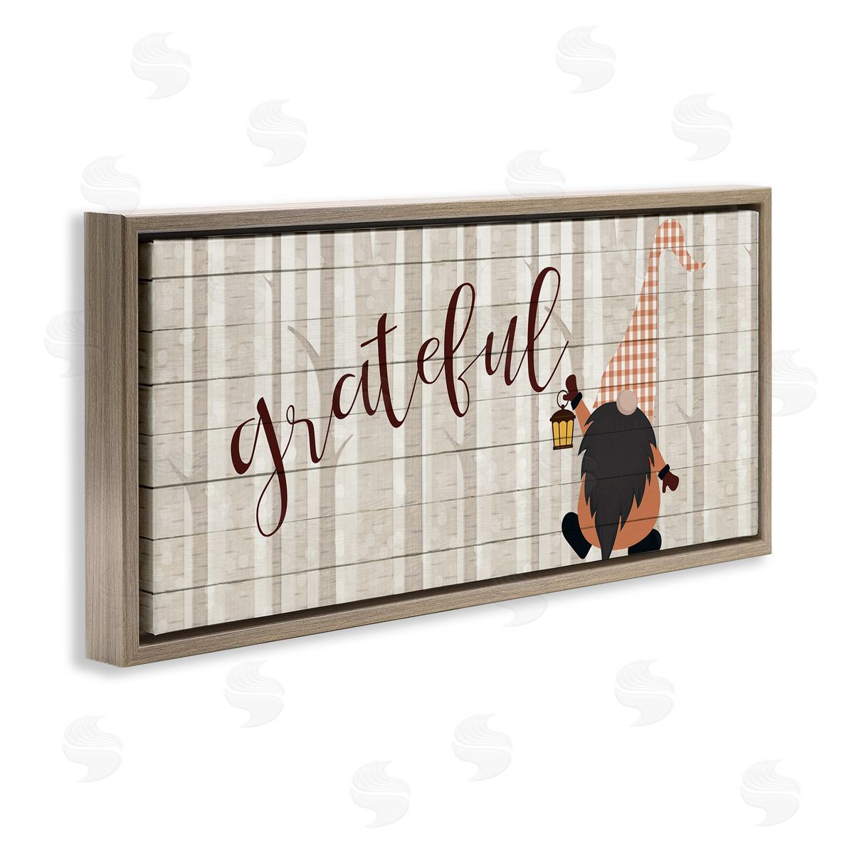 Kim Allen Grateful Phrase Forest Gnome Mythical Harvest Elf Brown Floater Frame Canvas Art