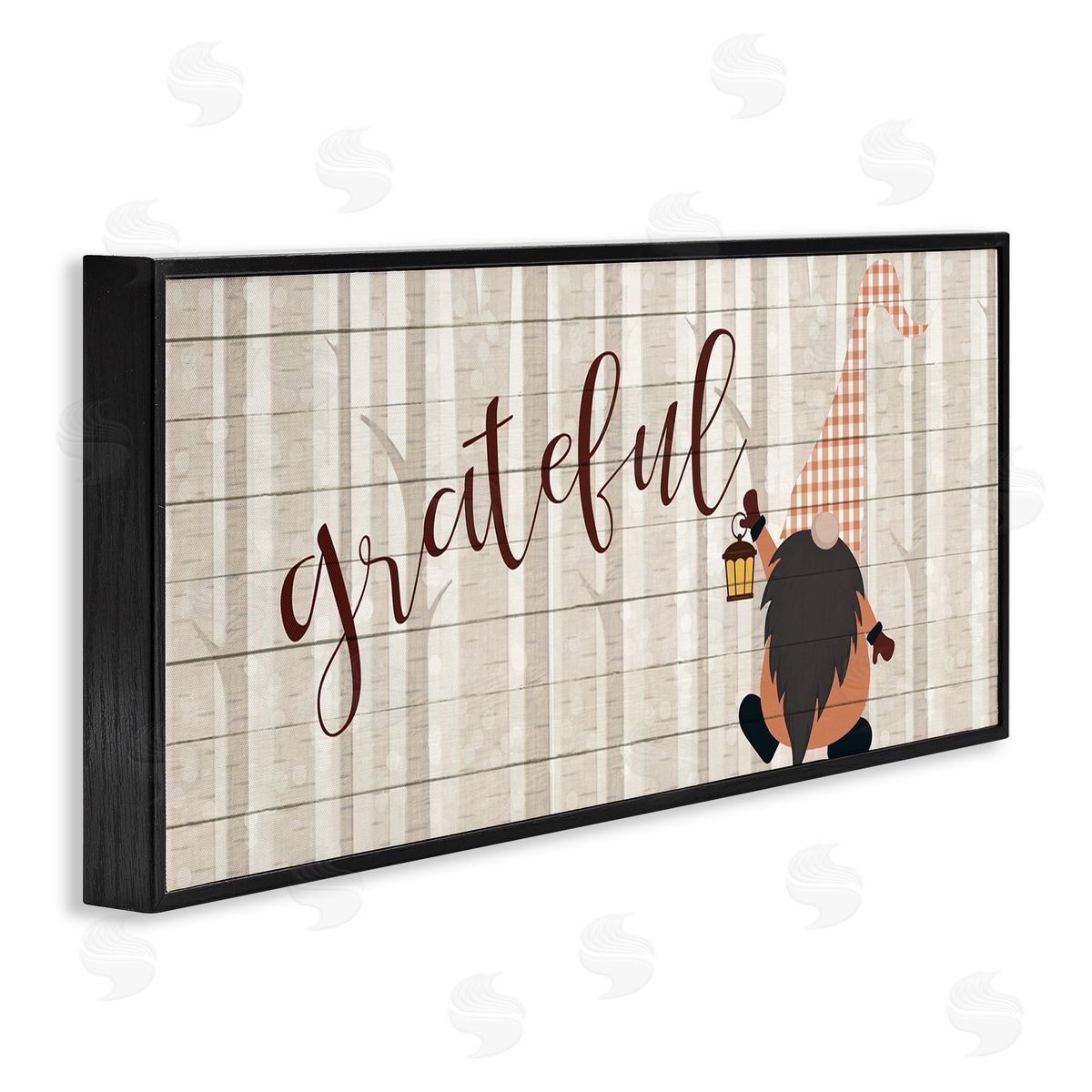 Kim Allen Grateful Phrase Forest Gnome Mythical Harvest Elf Black Framed Giclee Wall Art