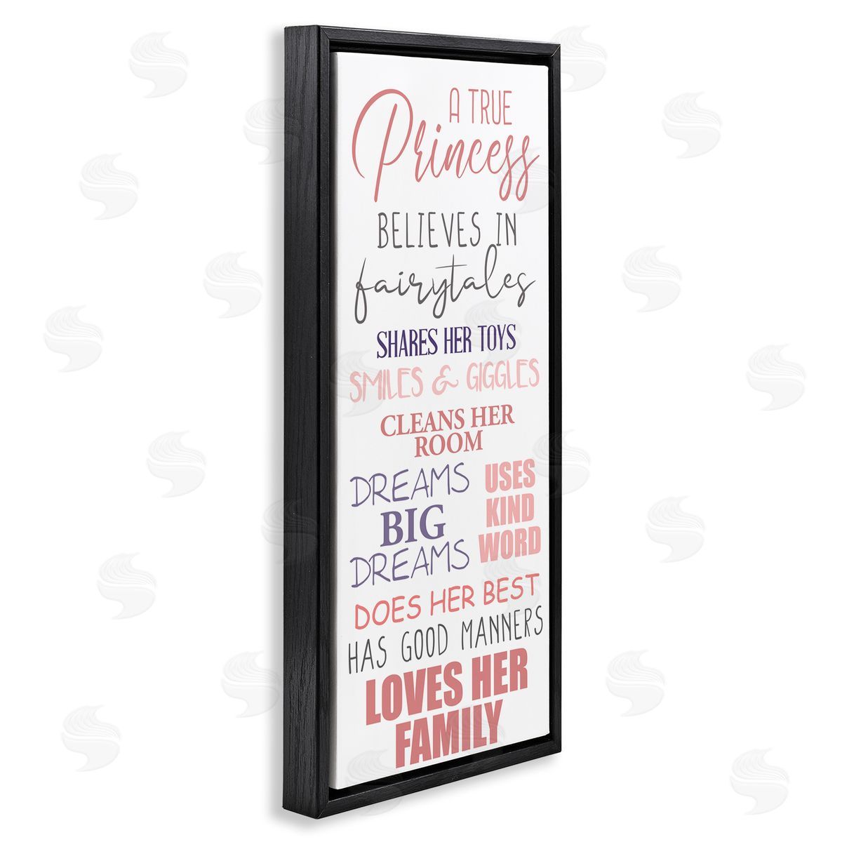 Inspiring True Princess Rules Black Floating Frame Canvas Wall Art, Home Decor by Kim Allen