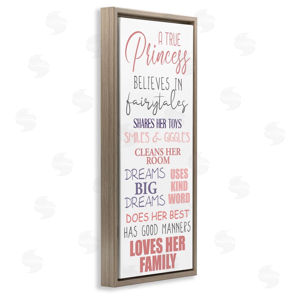 Inspiring True Princess Rules Brown Floating Frame Canvas Wall Art, Home Decor by Kim Allen