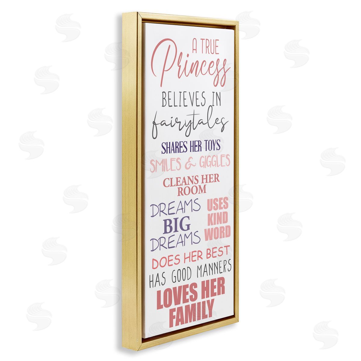 Inspiring True Princess Rules Gold Floating Frame Canvas Wall Art, Home Decor by Kim Allen