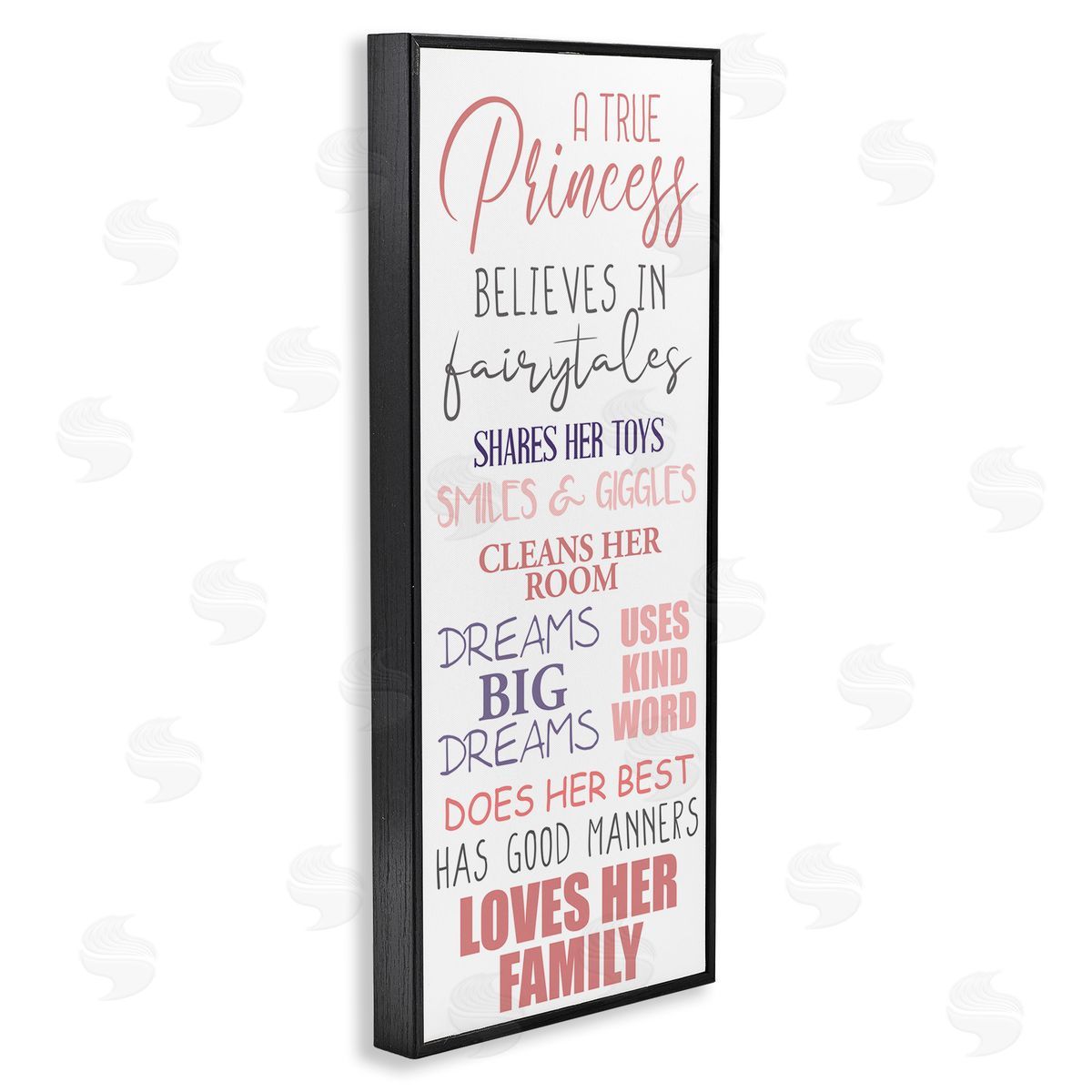 Inspiring True Princess Rules Black Frame Print Wall Art, Home Decor by Kim Allen