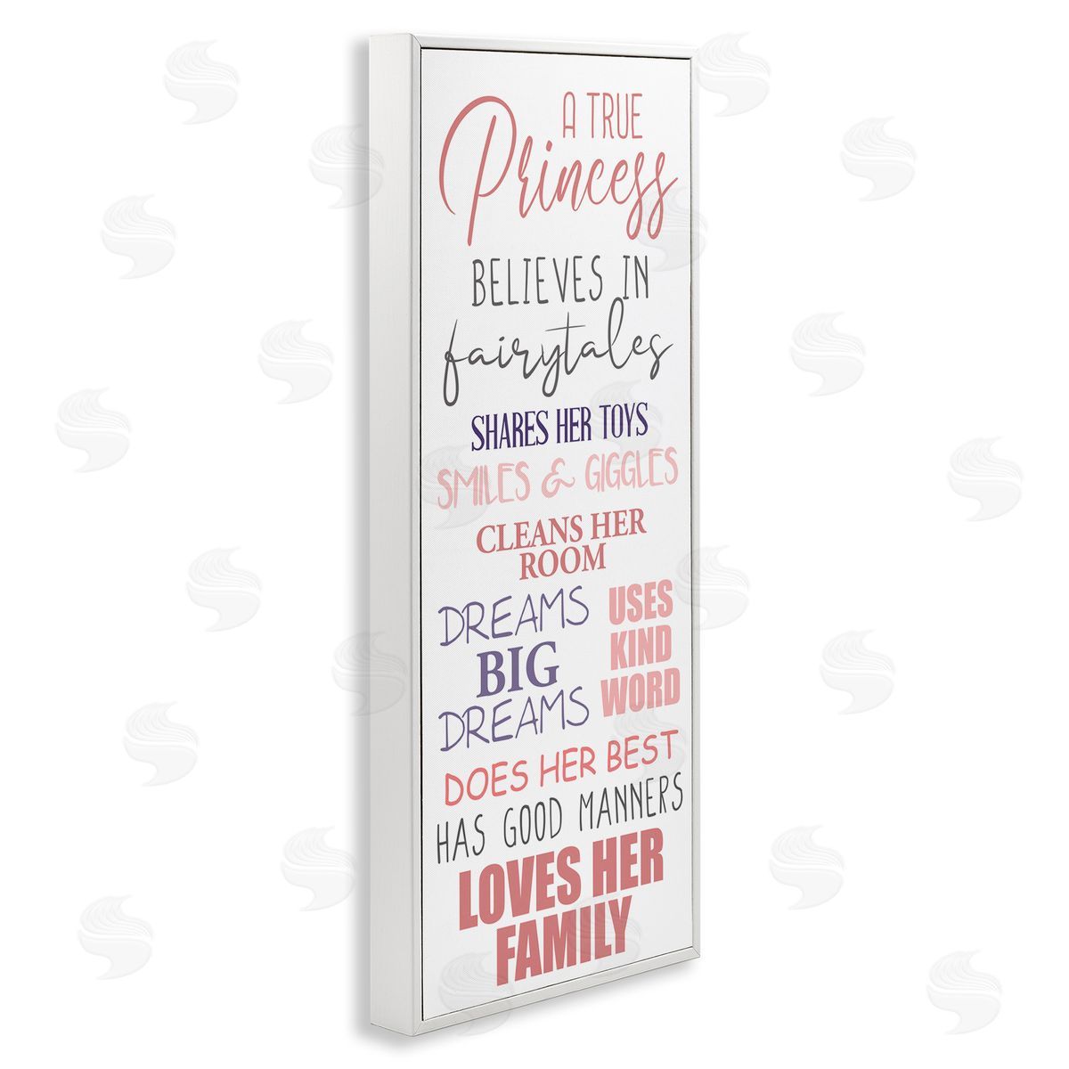 Inspiring True Princess Rules White Frame Print Wall Art, Home Decor by Kim Allen
