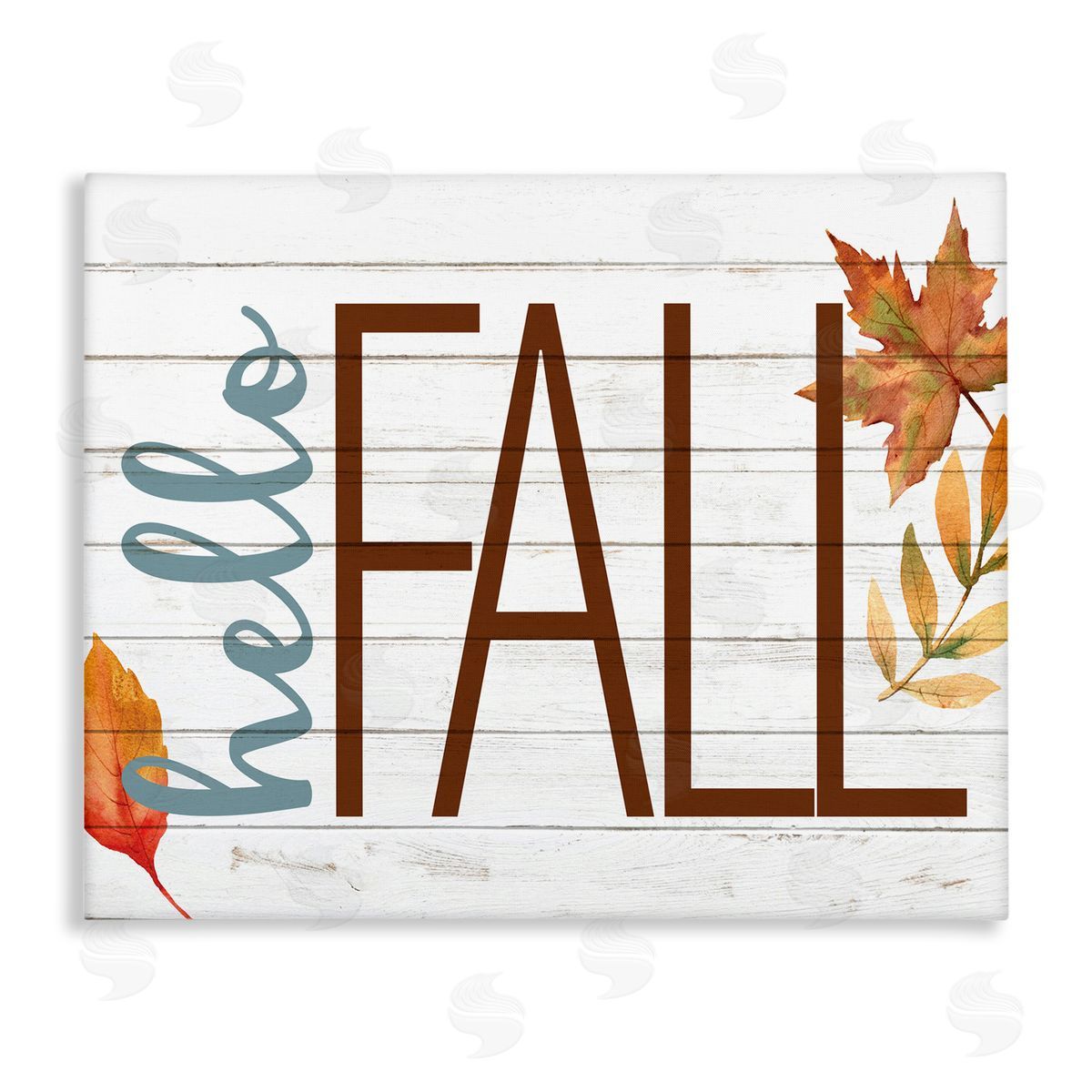 Kim Allen Hello Fall Planked Look Autumn Foliage Canvas Wall Art