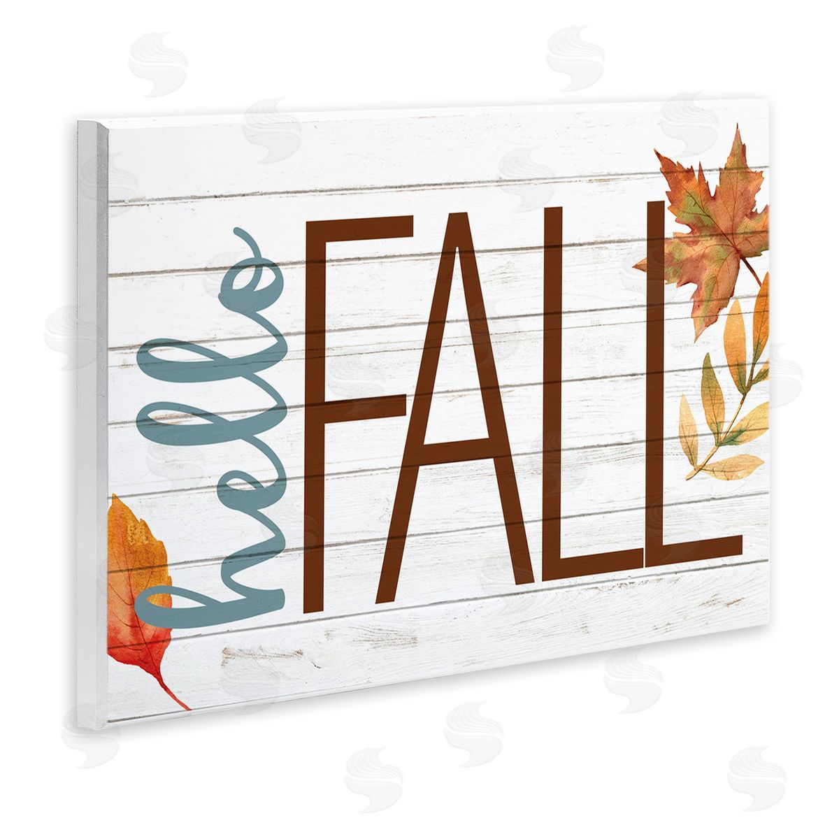 Kim Allen Hello Fall Planked Look Autumn Foliage Wall Plaque Art
