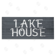 Kim Allen | Lake House Sign Blue White Planked Look