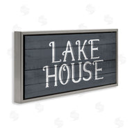 Kim Allen | Lake House Sign Blue White Planked Look