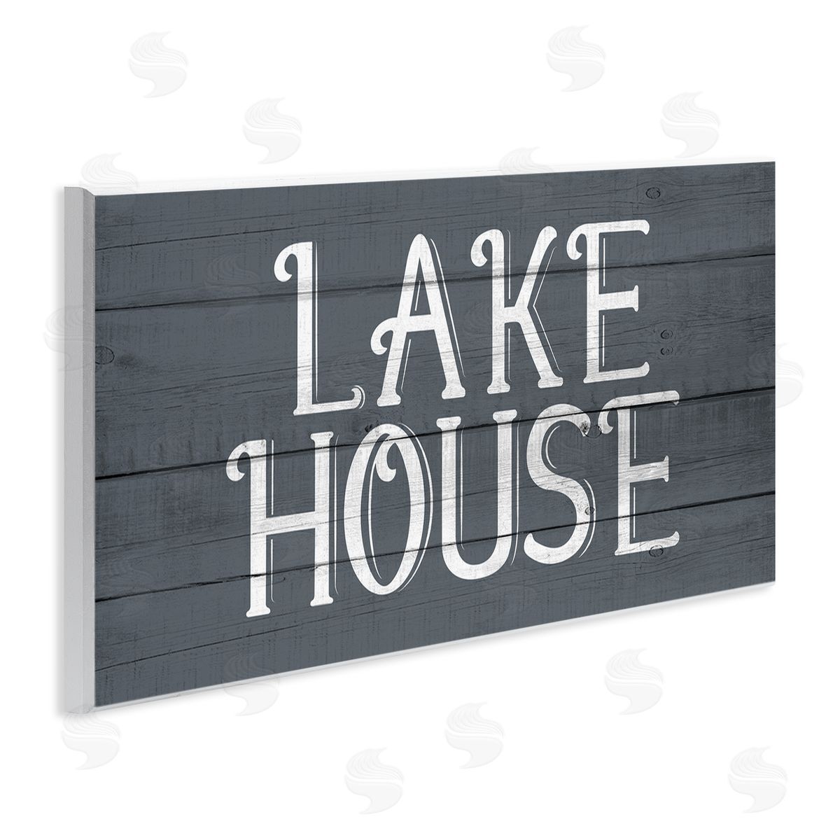 Kim Allen Lake House Sign Blue White Planked Look Wall Plaque Art