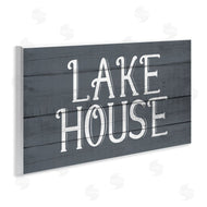 Kim Allen | Lake House Sign Blue White Planked Look