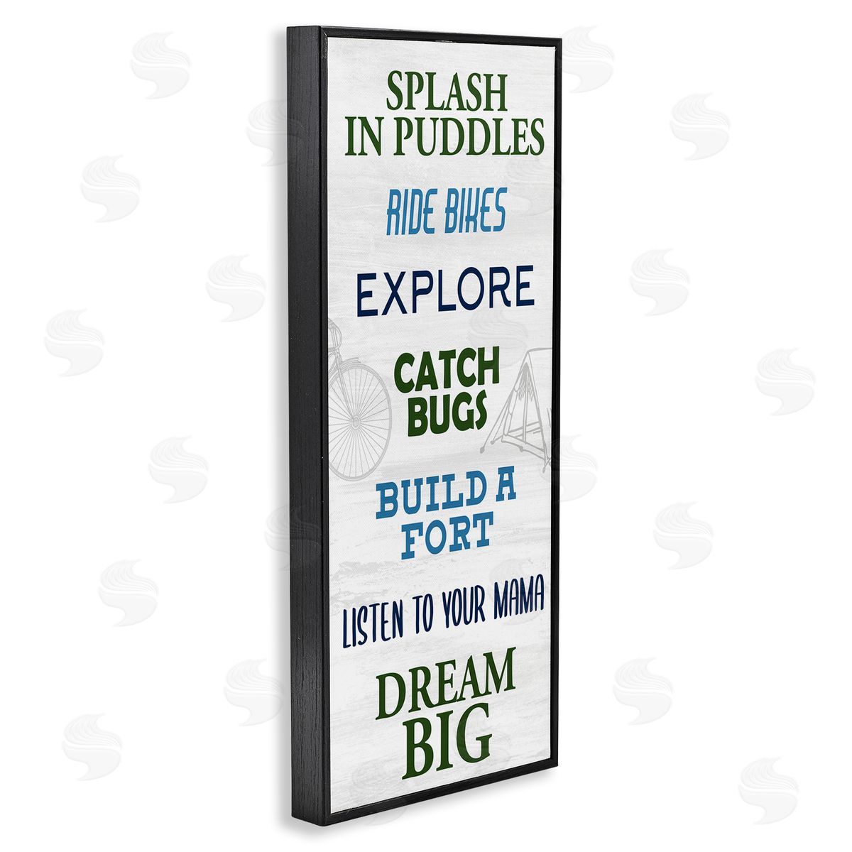 Kim Allen Outdoor Adventure Activities Chart Blue Green Phrases Black Framed Giclee Wall Art