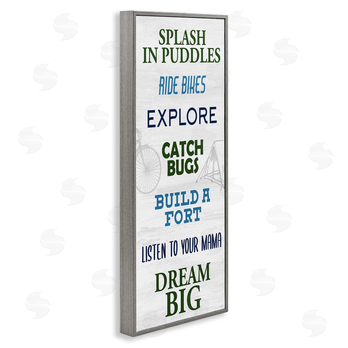 Kim Allen Outdoor Adventure Activities Chart Blue Green Phrases Gray Framed Giclee Wall Art