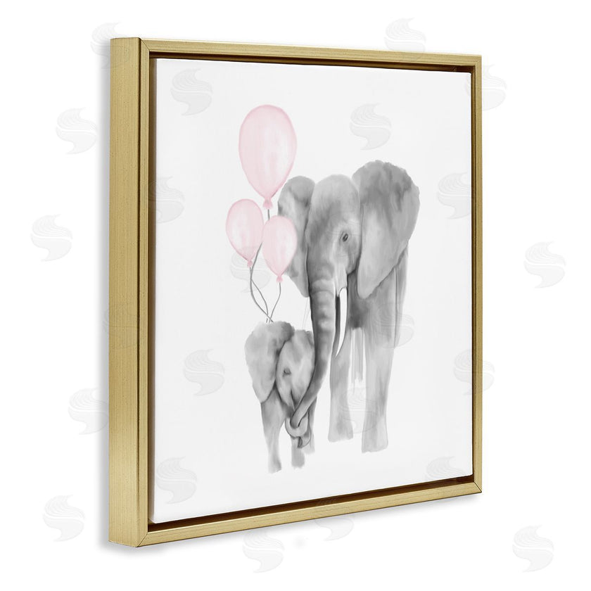Kim Allen | Happy Elephant Family Trunk Hug Pink Balloons
