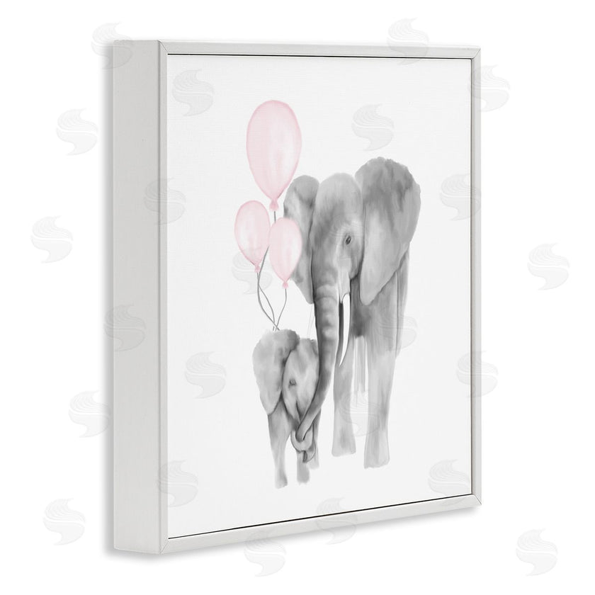 Kim Allen | Happy Elephant Family Trunk Hug Pink Balloons