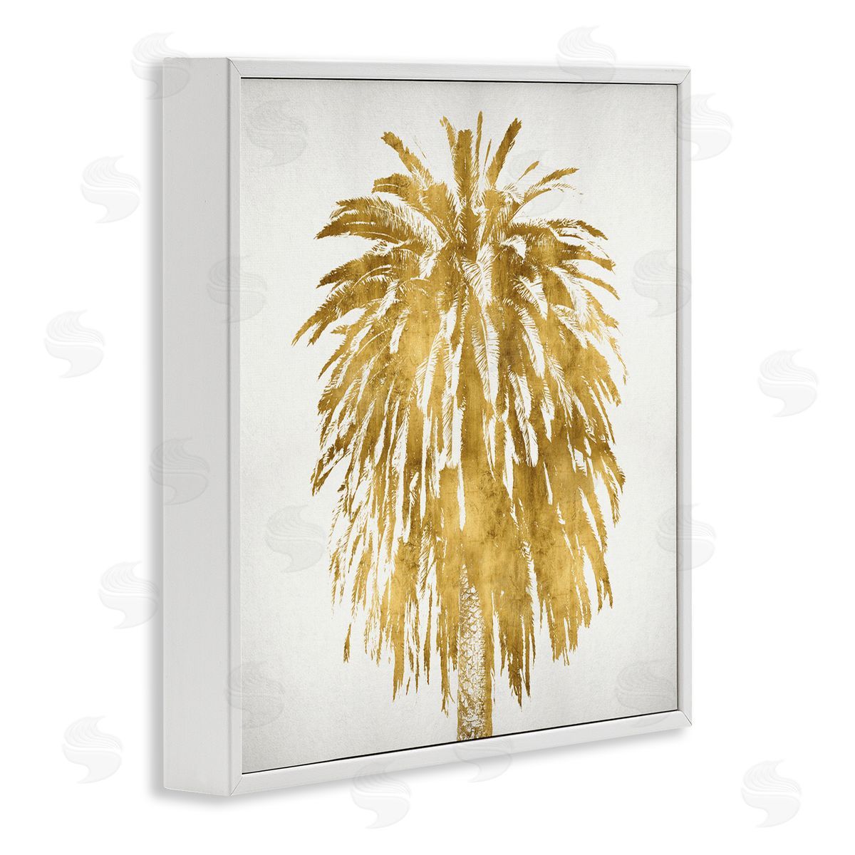 Kate Bennett Gold Glam Tropical Palm Tree Over Neutral White Framed Giclee Wall Art
