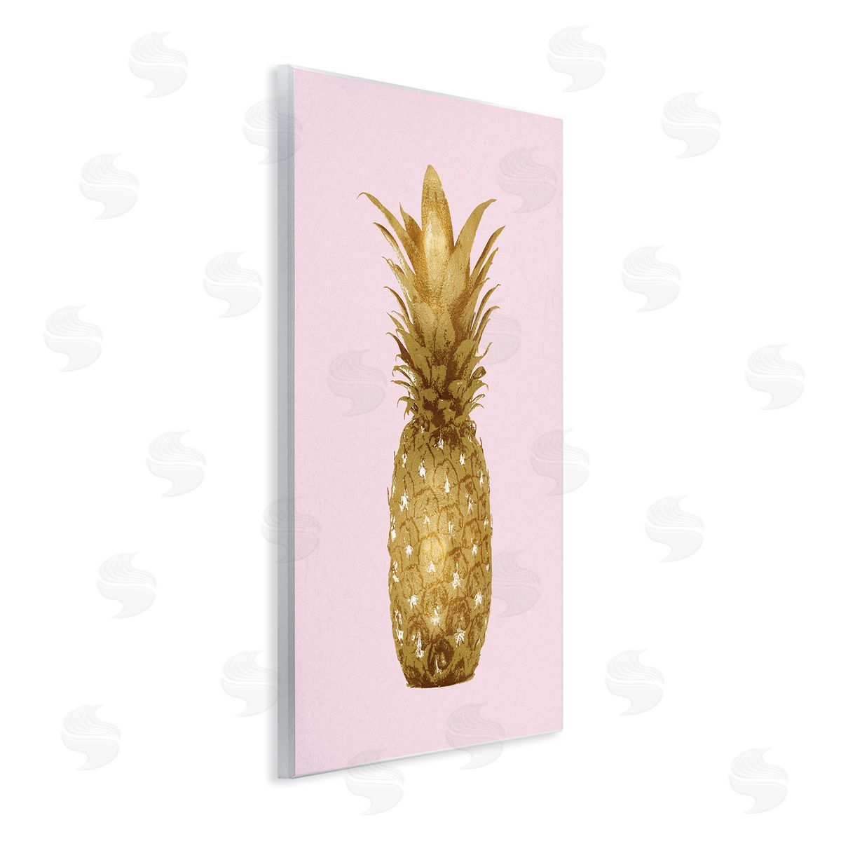 Kate Bennett Golden Glam Pineapple Fruit Over Pink Wall Plaque Art