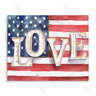 Jennifer Paxton Parker | Vintage Love Text Over Stitched American Flag