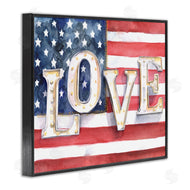 Jennifer Paxton Parker | Vintage Love Text Over Stitched American Flag