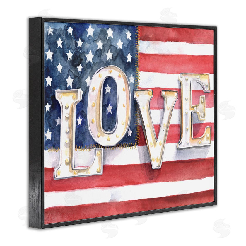 Jennifer Paxton Parker | Vintage Love Text Over Stitched American Flag