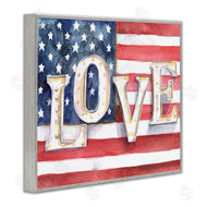 Jennifer Paxton Parker | Vintage Love Text Over Stitched American Flag