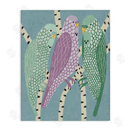 Stupell Studio | Parakeets Perched On Birch Purple Green Birds