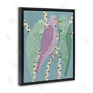 Stupell Studio | Parakeets Perched On Birch Purple Green Birds