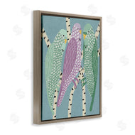 Stupell Studio | Parakeets Perched On Birch Purple Green Birds