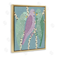Stupell Studio | Parakeets Perched On Birch Purple Green Birds