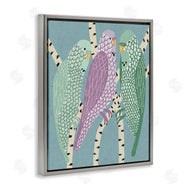 Stupell Studio | Parakeets Perched On Birch Purple Green Birds