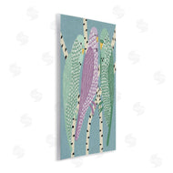 Stupell Studio | Parakeets Perched On Birch Purple Green Birds